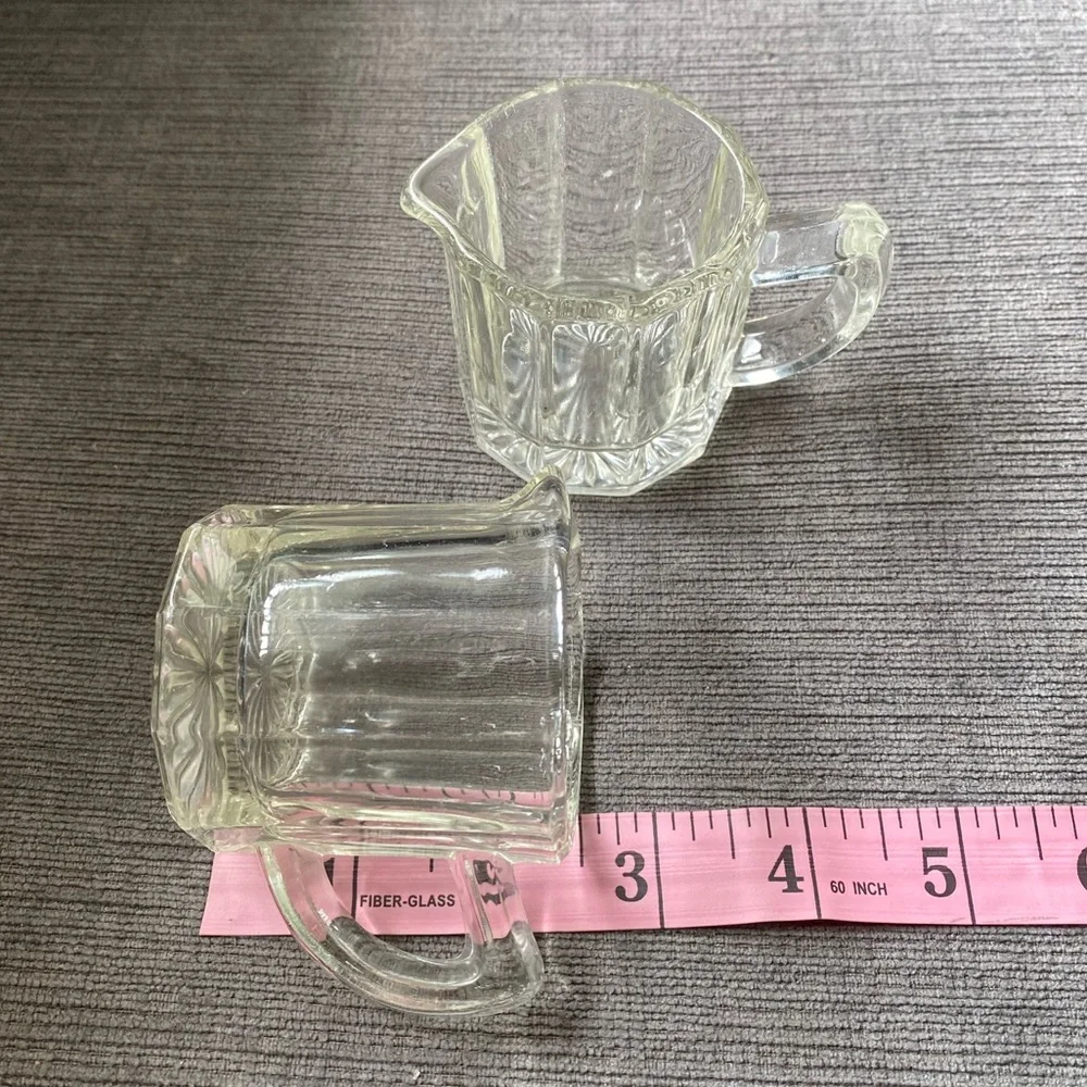 Vintage Clear Glass Creamer Pitcher Pair